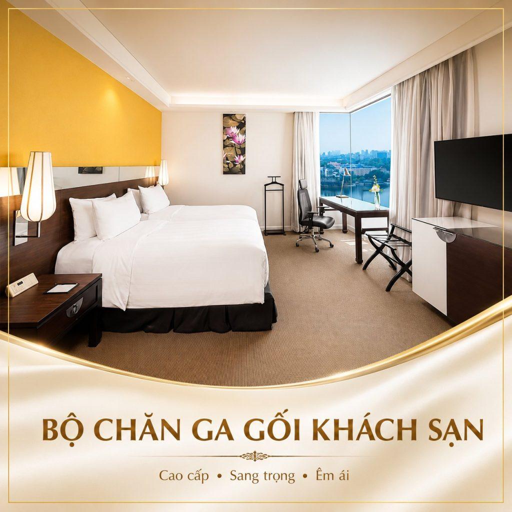 Bộ chăn ga gối khách sạn 5 sao, 3 sản phẩm (Mã SP: GS003)