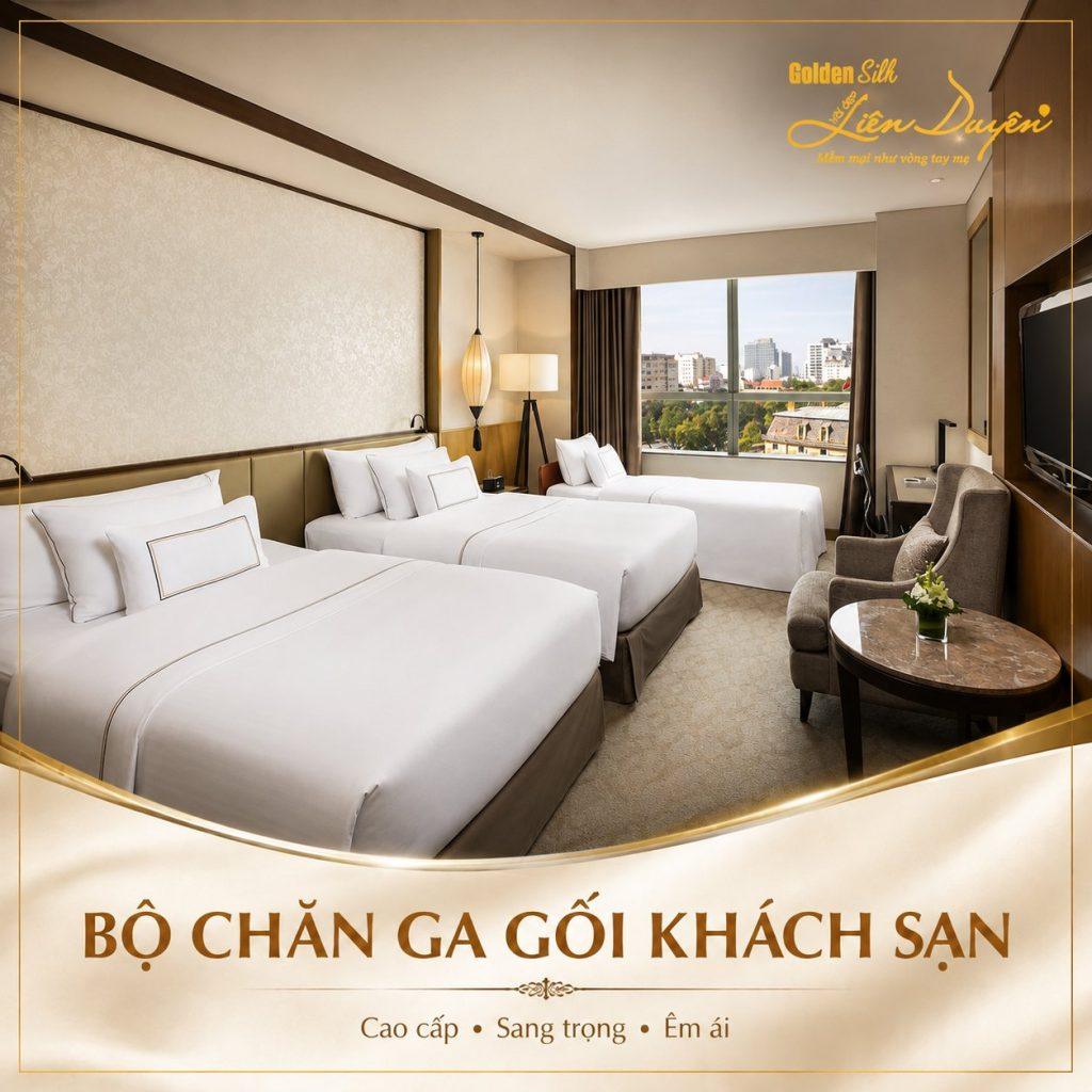 Bộ Chăn Ga Gối Khách Sạn 4 Sao – Vải CVC