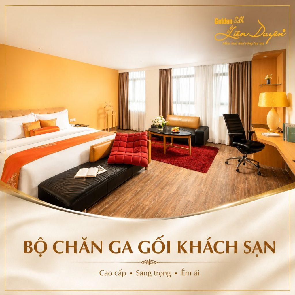 Bộ chăn ga gối khách sạn 4 sao, 7 sản phẩm (Mã SP: GS012)