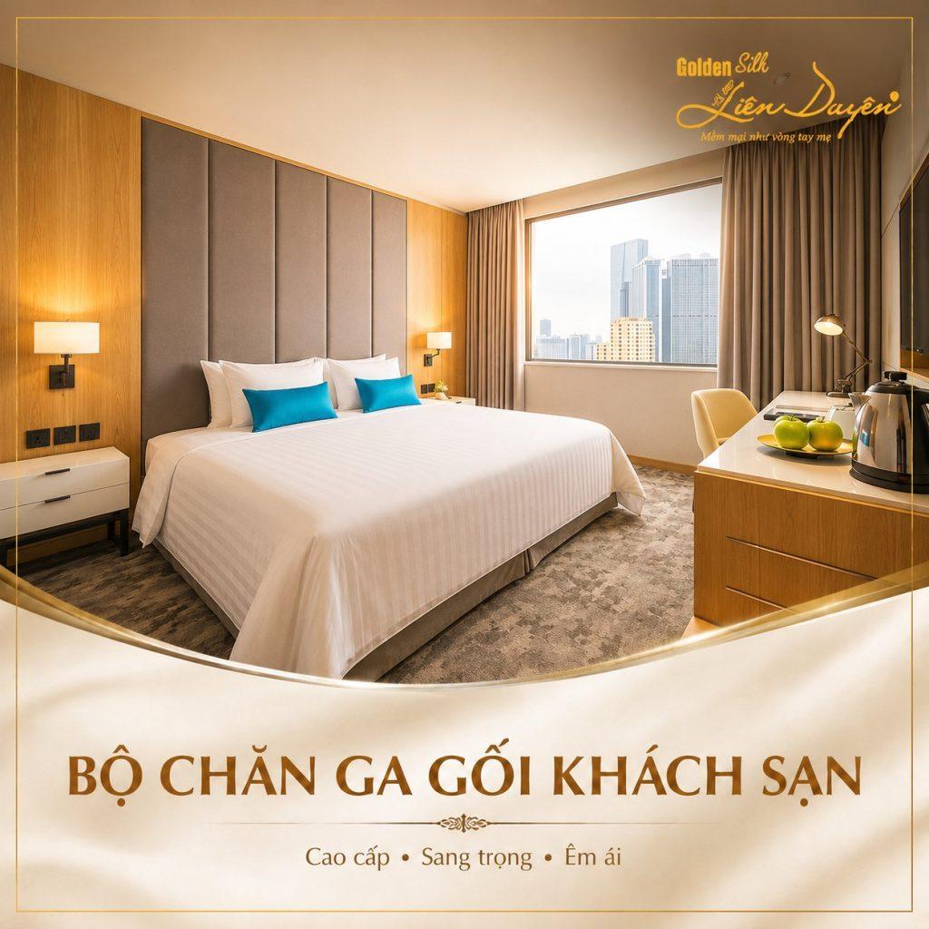 Bộ chăn ga gối khách sạn 5 sao, 3 sản phẩm (Mã SP: GS014)