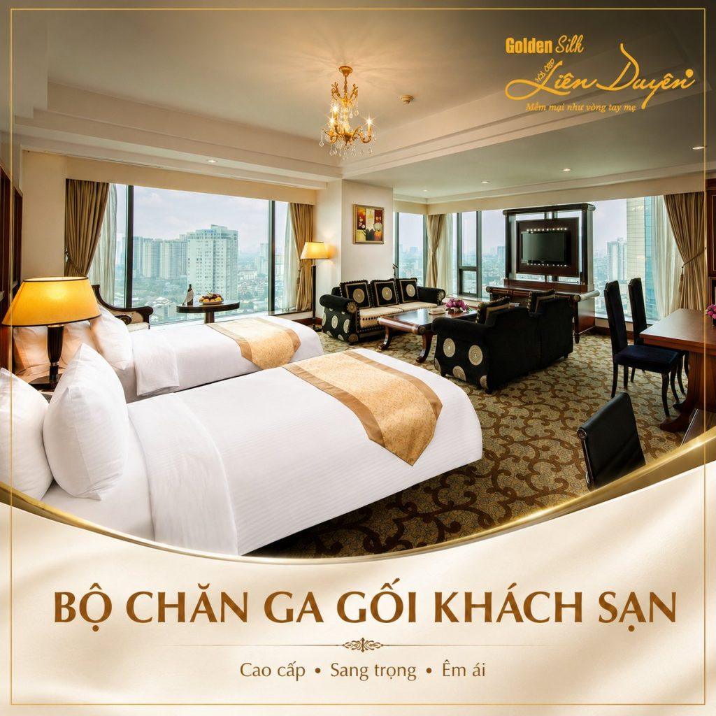 Bộ chăn ga gối khách sạn 5 sao, 3 sản phẩm (Mã SP: GS018)