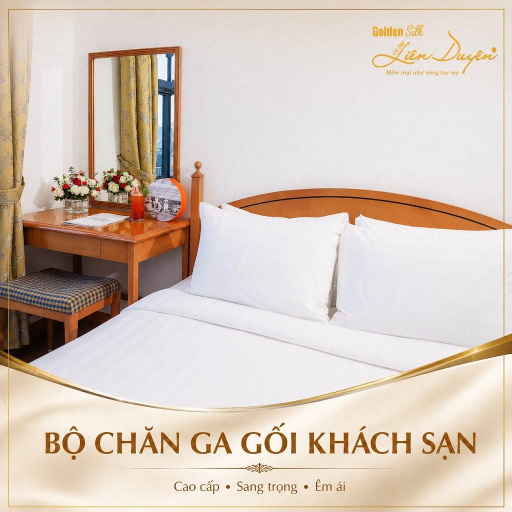 Bộ Chăn Ga Gối Khách Sạn T250 Kẻ Sọc