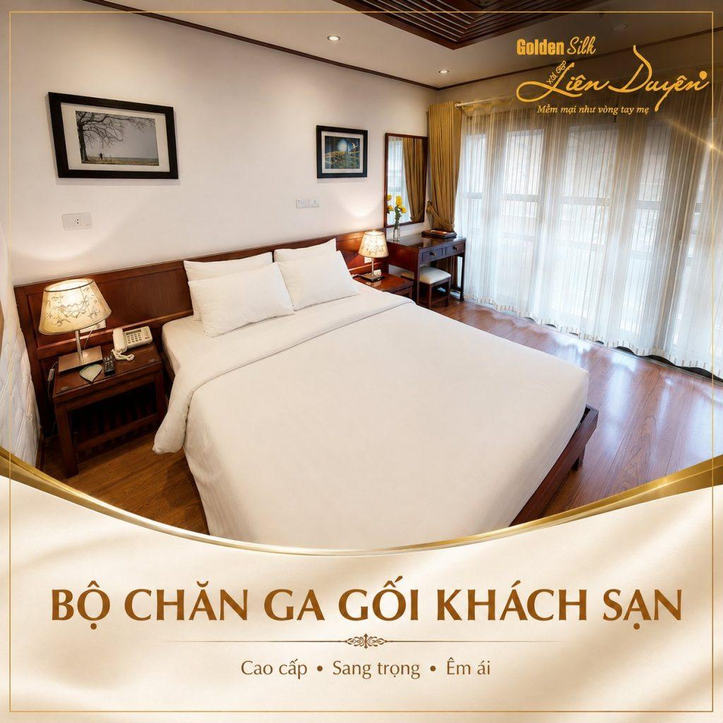 Bộ Chăn Ga Gối Khách Sạn T250 Trắng Trơn