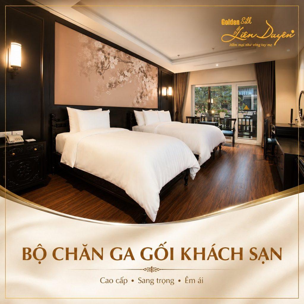 Bộ Chăn Ga Gối Khách Sạn T300 Kẻ Sọc