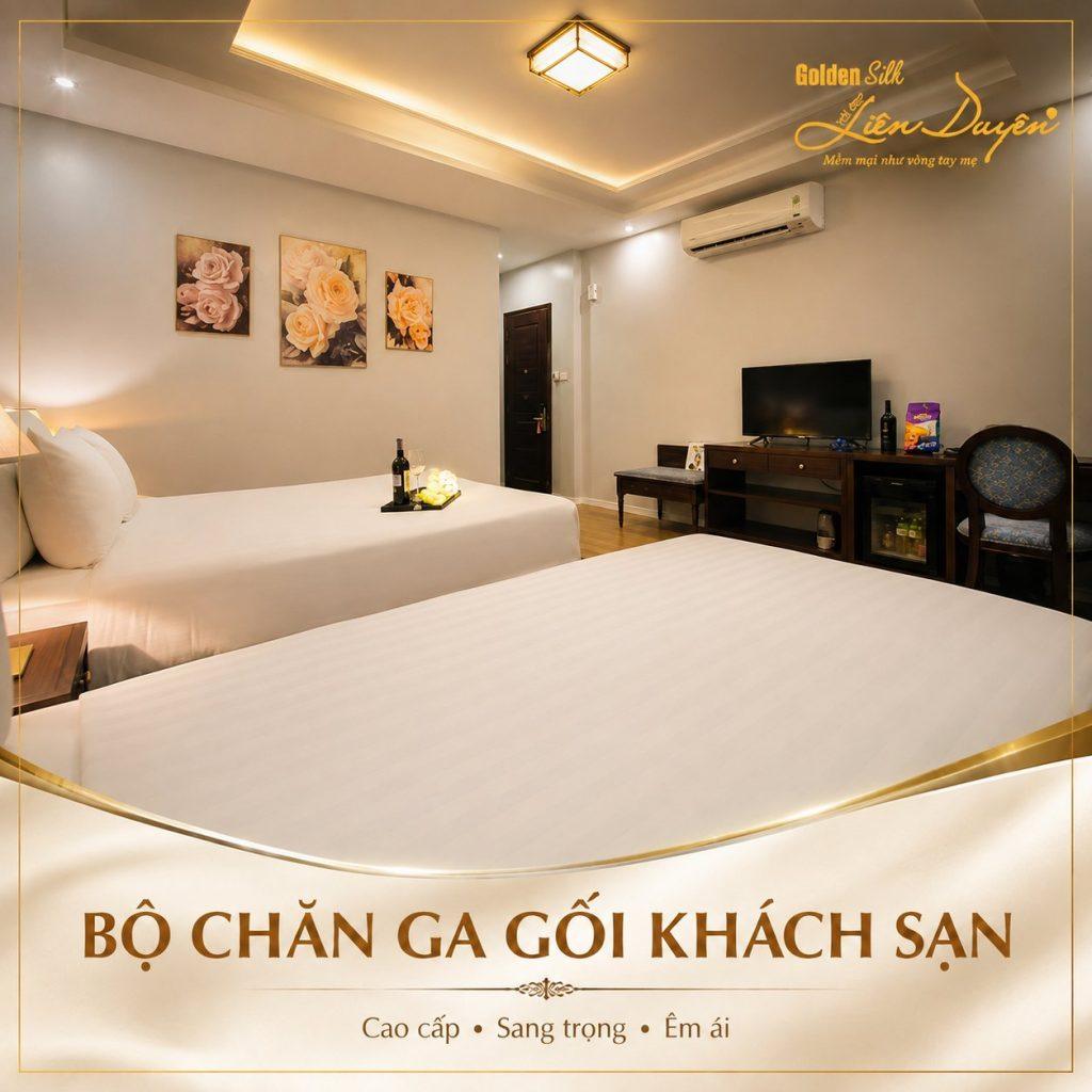 Bộ Chăn Ga Gối Khách Sạn T300 Trắng Trơn