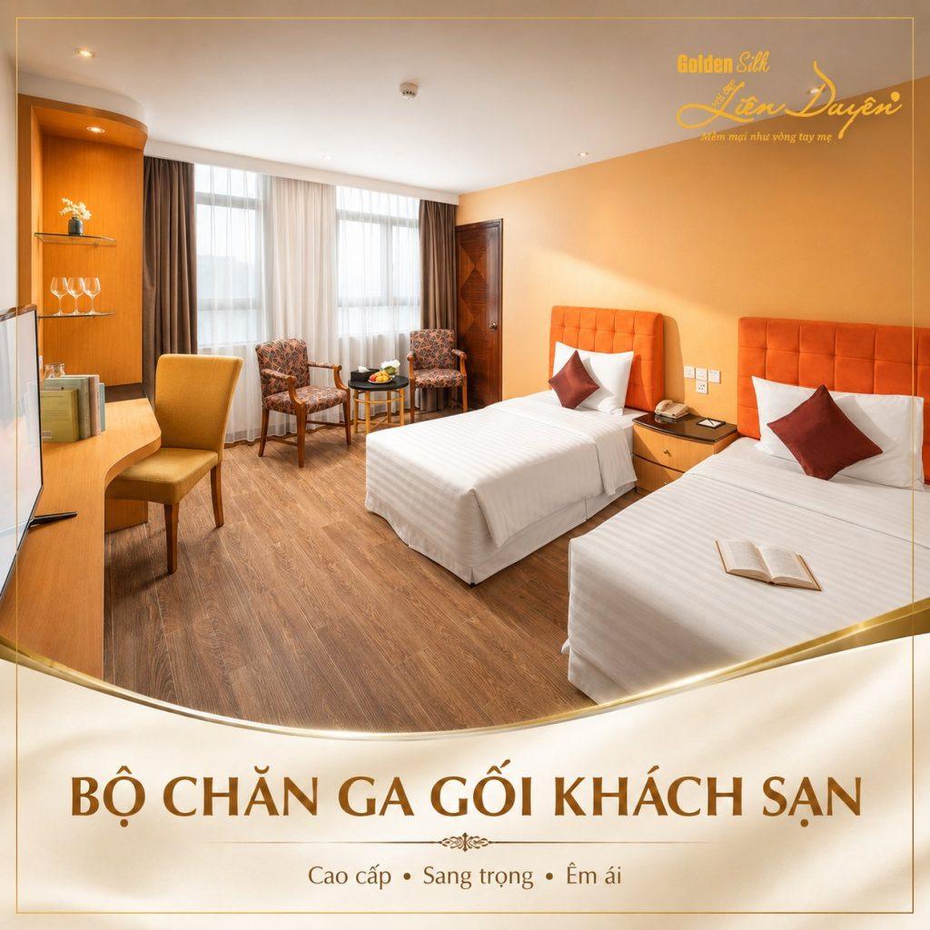 Bộ Chăn Ga Gối Khách Sạn T400 Trắng Trơn