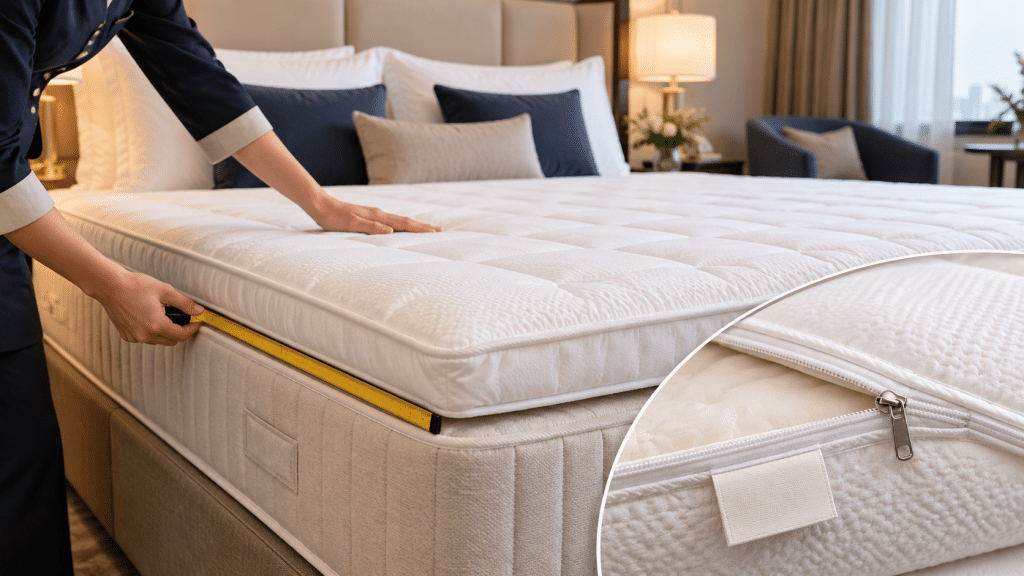Nghiệm thu topper nệm khách sạn: checklist size, độ phẳng, vỏ và nhãn quy cách