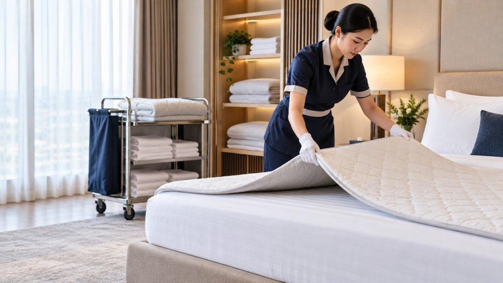 SOP housekeeping: thay, gấp và lưu kho topper nệm khách sạn